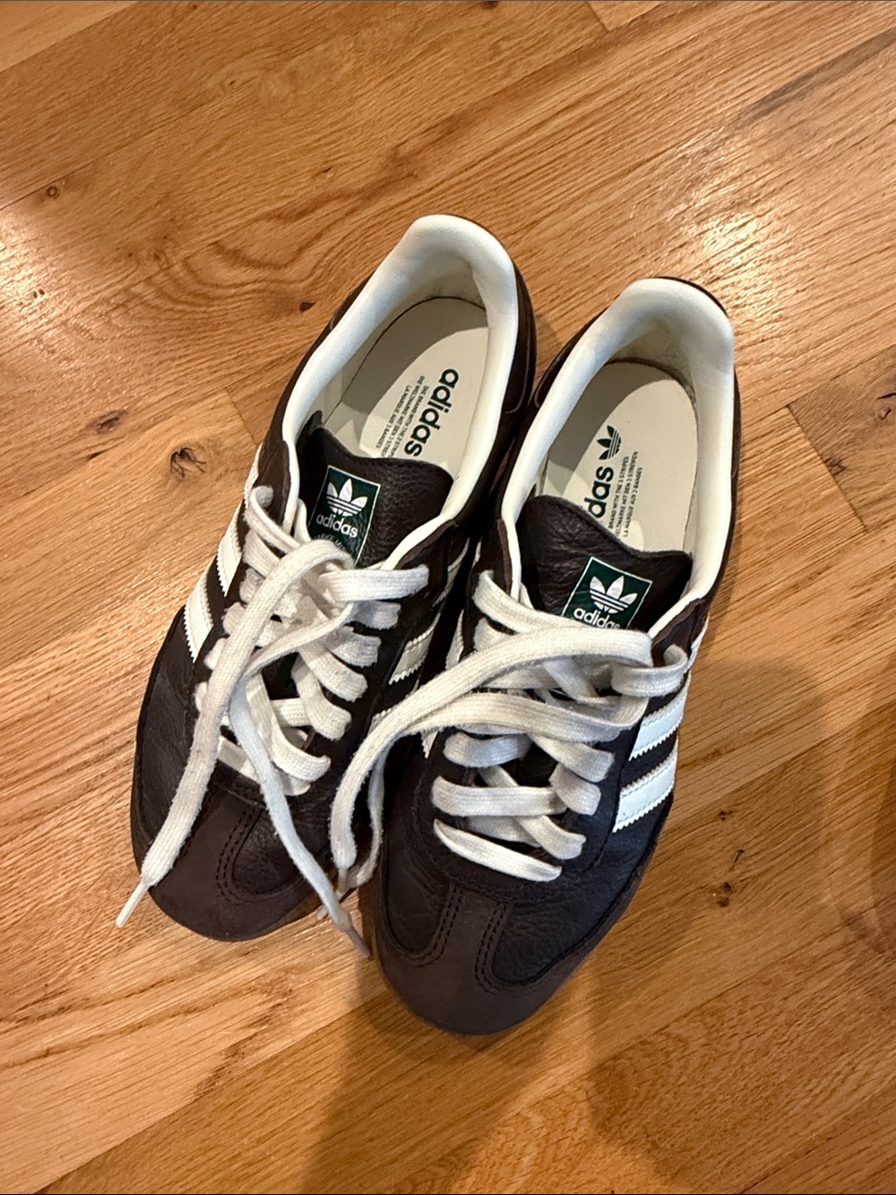 adidas Brown and White leather Samba. Male/female sizing US 4.5